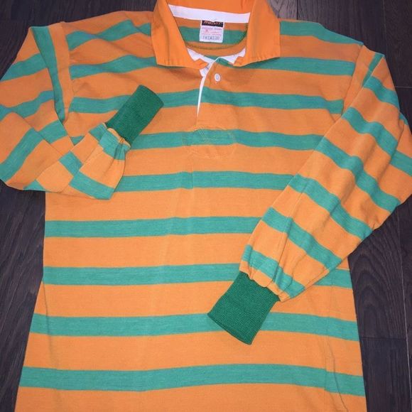 Barbarian Shirts Retro Barbarian Rugby Striped Long Sleeve Polo